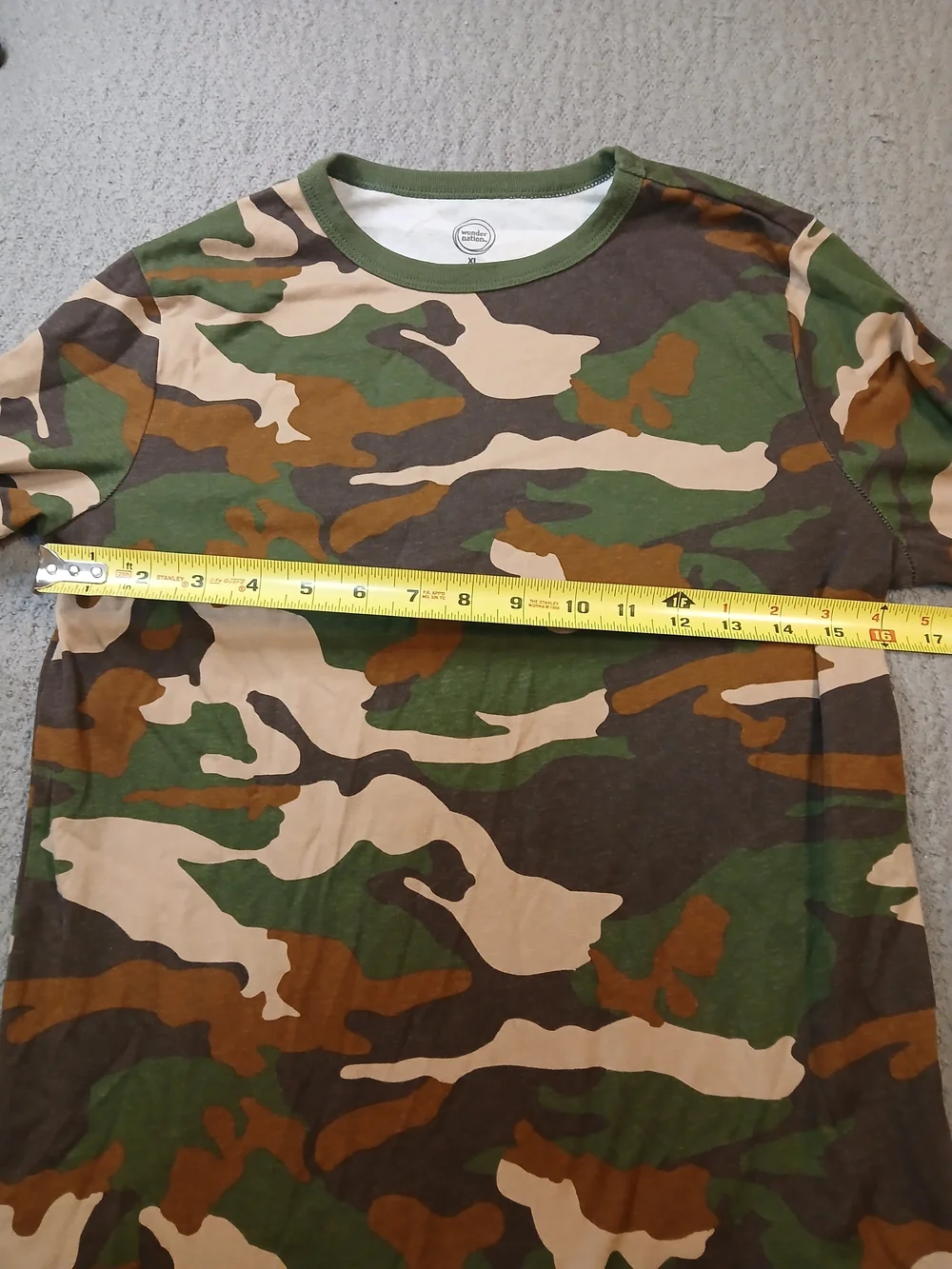 Boy's Wonder Nation Green Camouflage Long Sleeve T-Shirt Top SZ XL 14/16 New